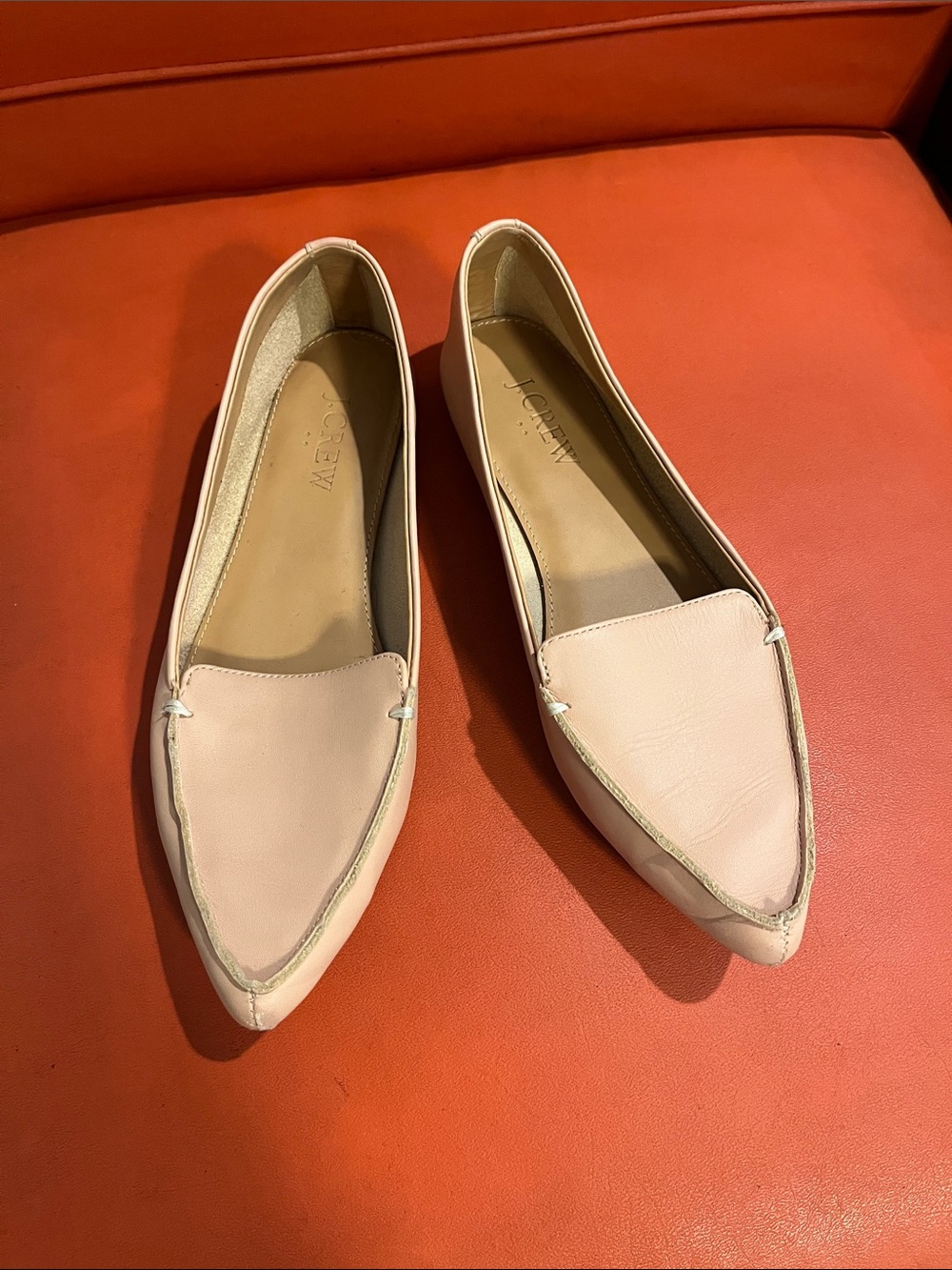 J. Crew Pale Pink / Cream Pointed Leather Loafers